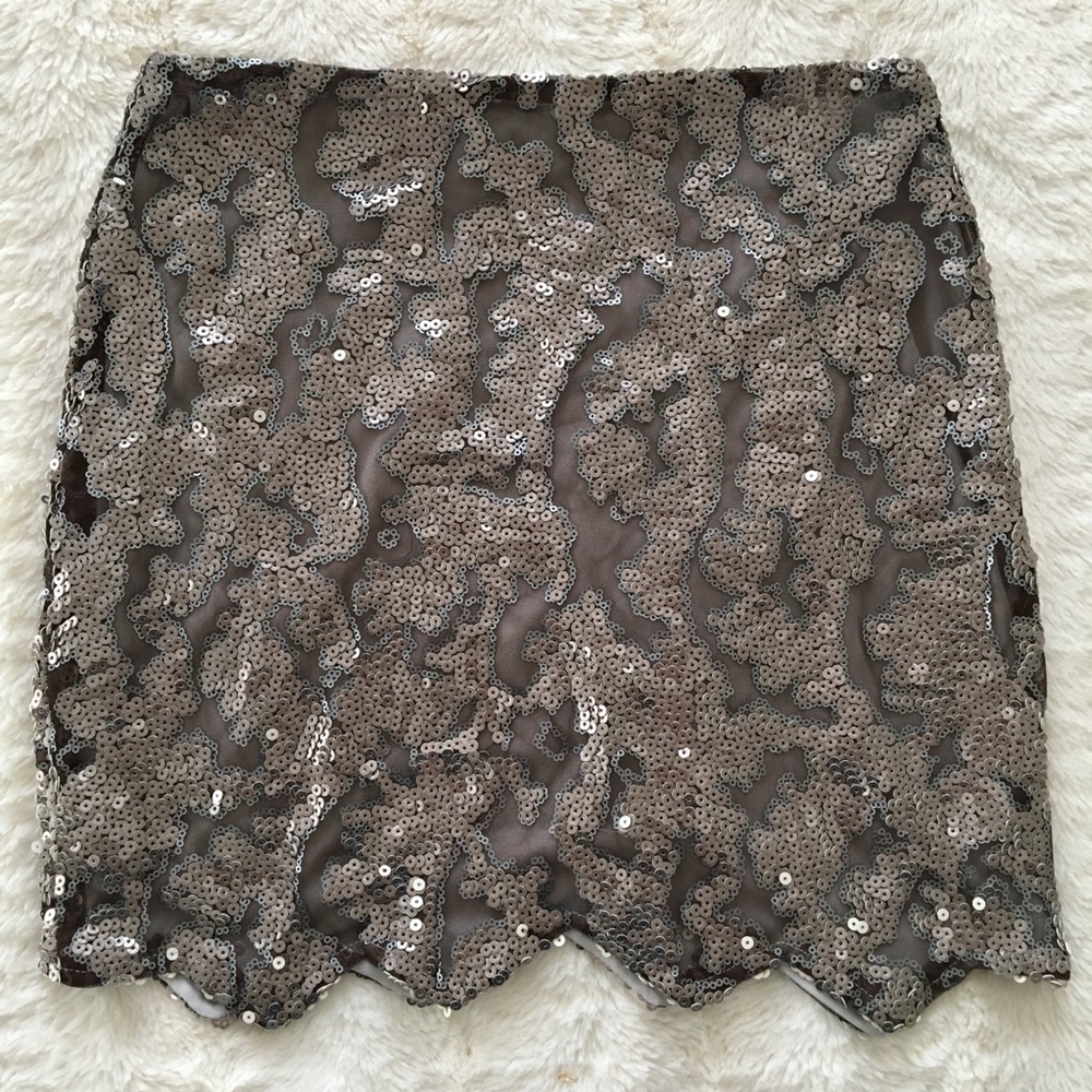 Silver and Gray Sequenced Mini Skirt